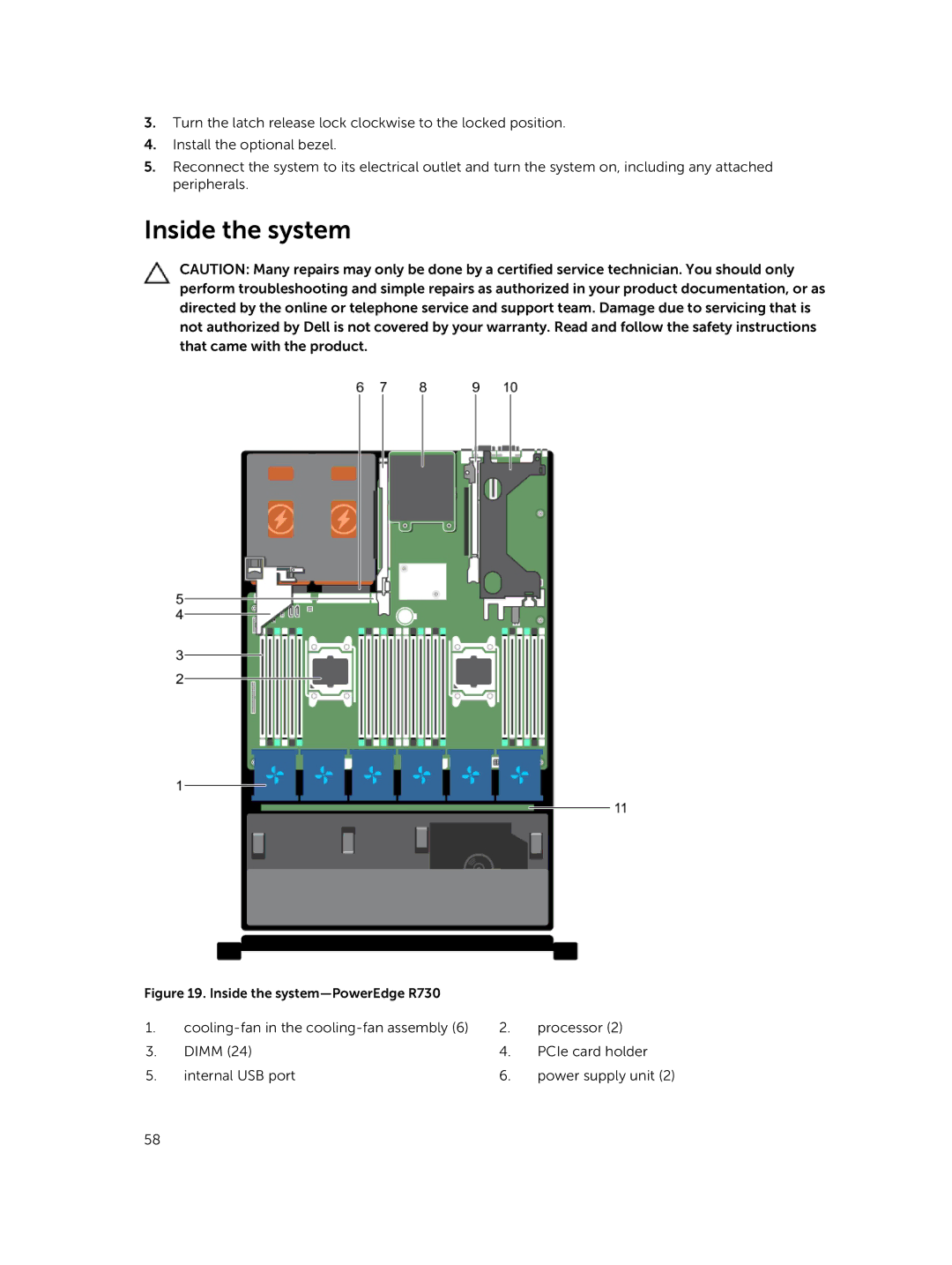 Dell R730xd owner manual Inside the system-PowerEdge R730 