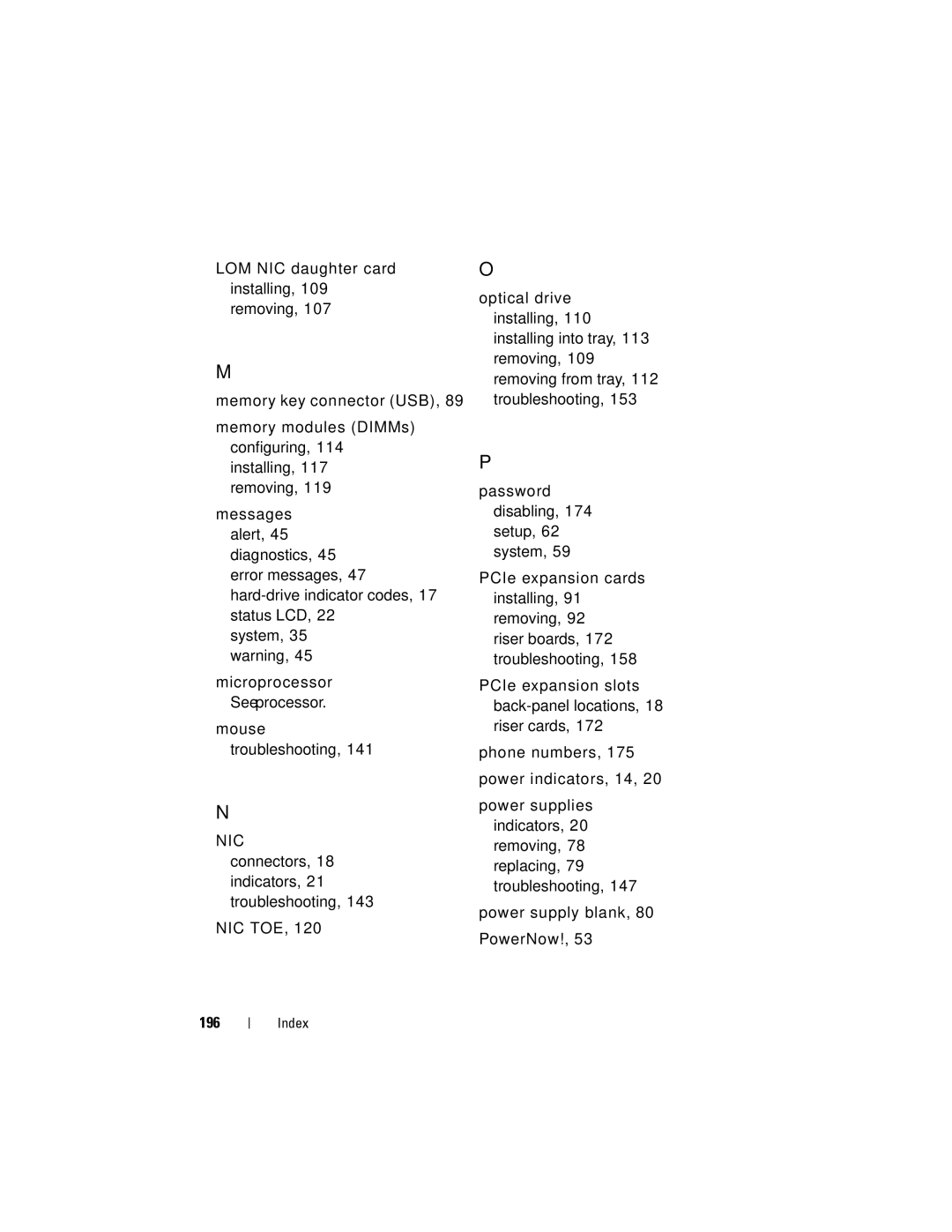 Dell R805 owner manual Microprocessor See processor 