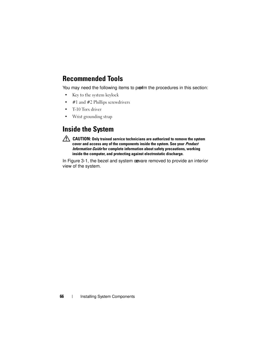 Dell R805 owner manual Recommended Tools, Inside the System 