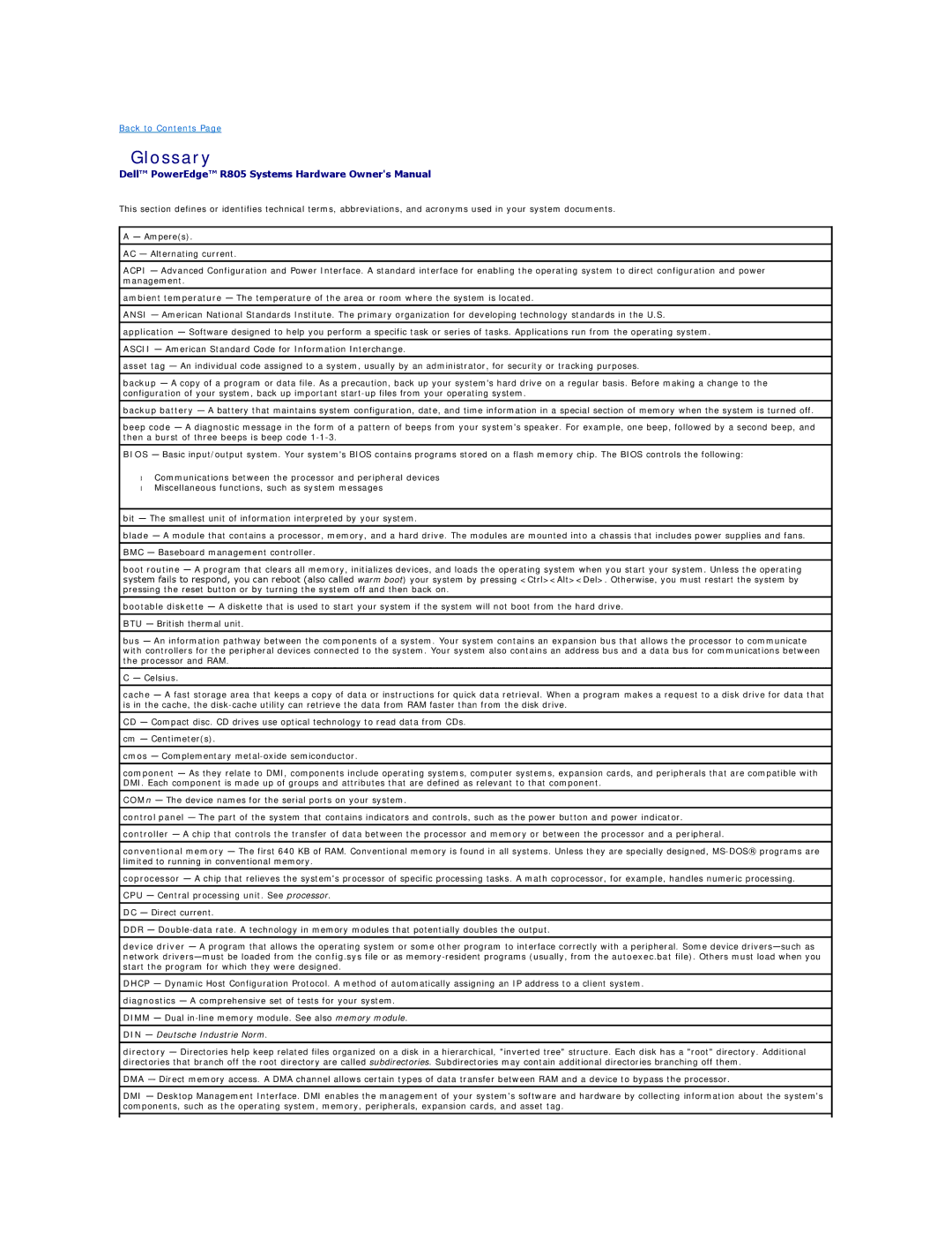 Dell R805 manual Glossary 