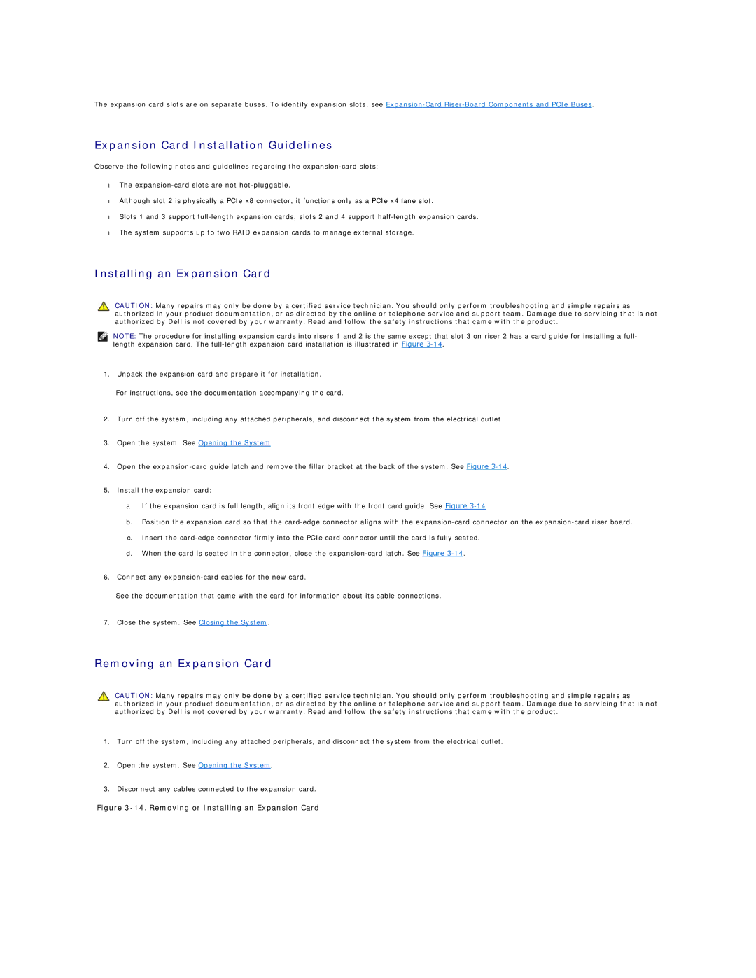 Dell R805 manual Expansion Card Installation Guidelines, Installing an Expansion Card, Removing an Expansion Card 