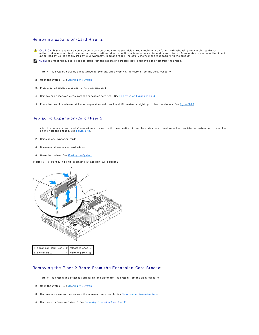 Dell R805 manual Removing the Riser 2 Board From the Expansion-Card Bracket, Removing and Replacing Expansion-Card Riser 