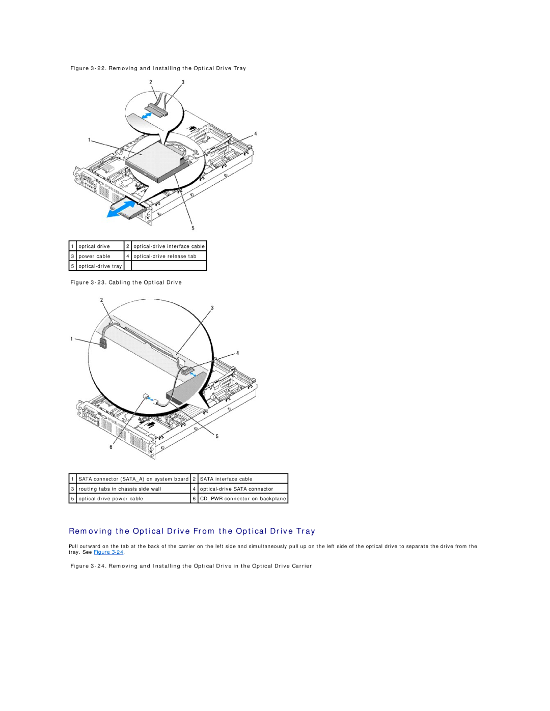 Dell R805 manual Removing the Optical Drive From the Optical Drive Tray, Removing and Installing the Optical Drive Tray 