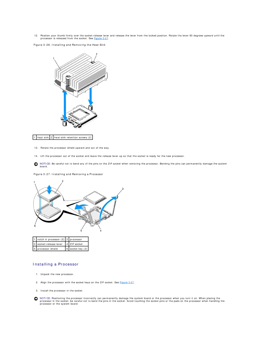 Dell R805 manual Installing a Processor, Installing and Removing the Heat Sink 