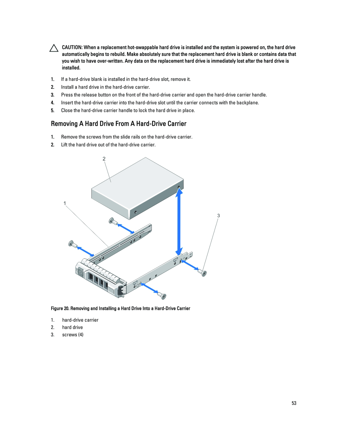 Dell R820 owner manual Removing A Hard Drive From A Hard-Drive Carrier 