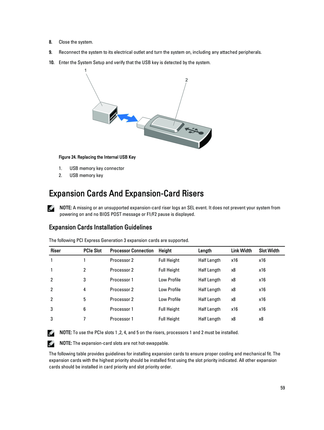 Dell R820 owner manual Expansion Cards And Expansion-Card Risers, Expansion Cards Installation Guidelines 
