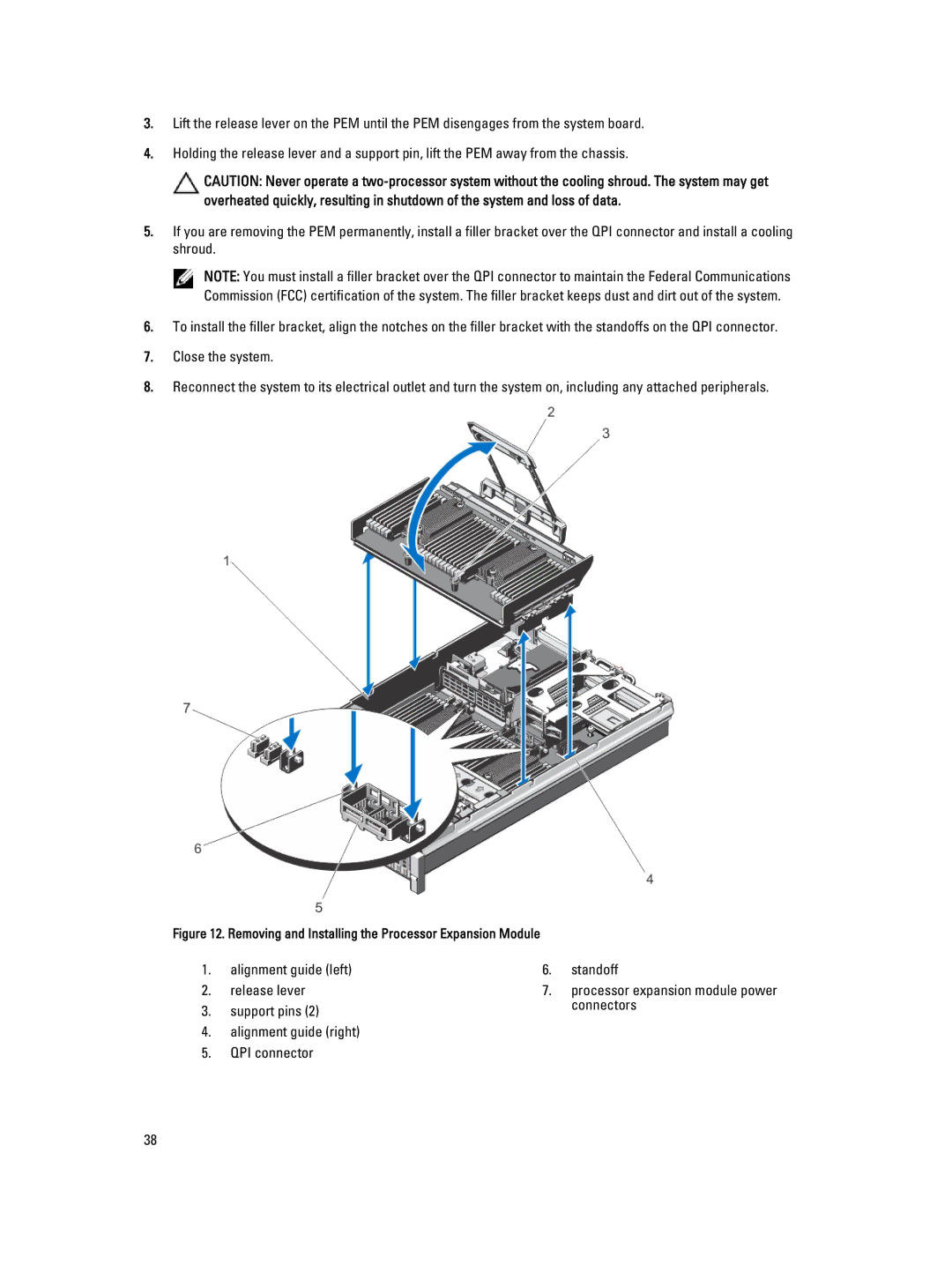 Dell R820 owner manual Removing and Installing the Processor Expansion Module 