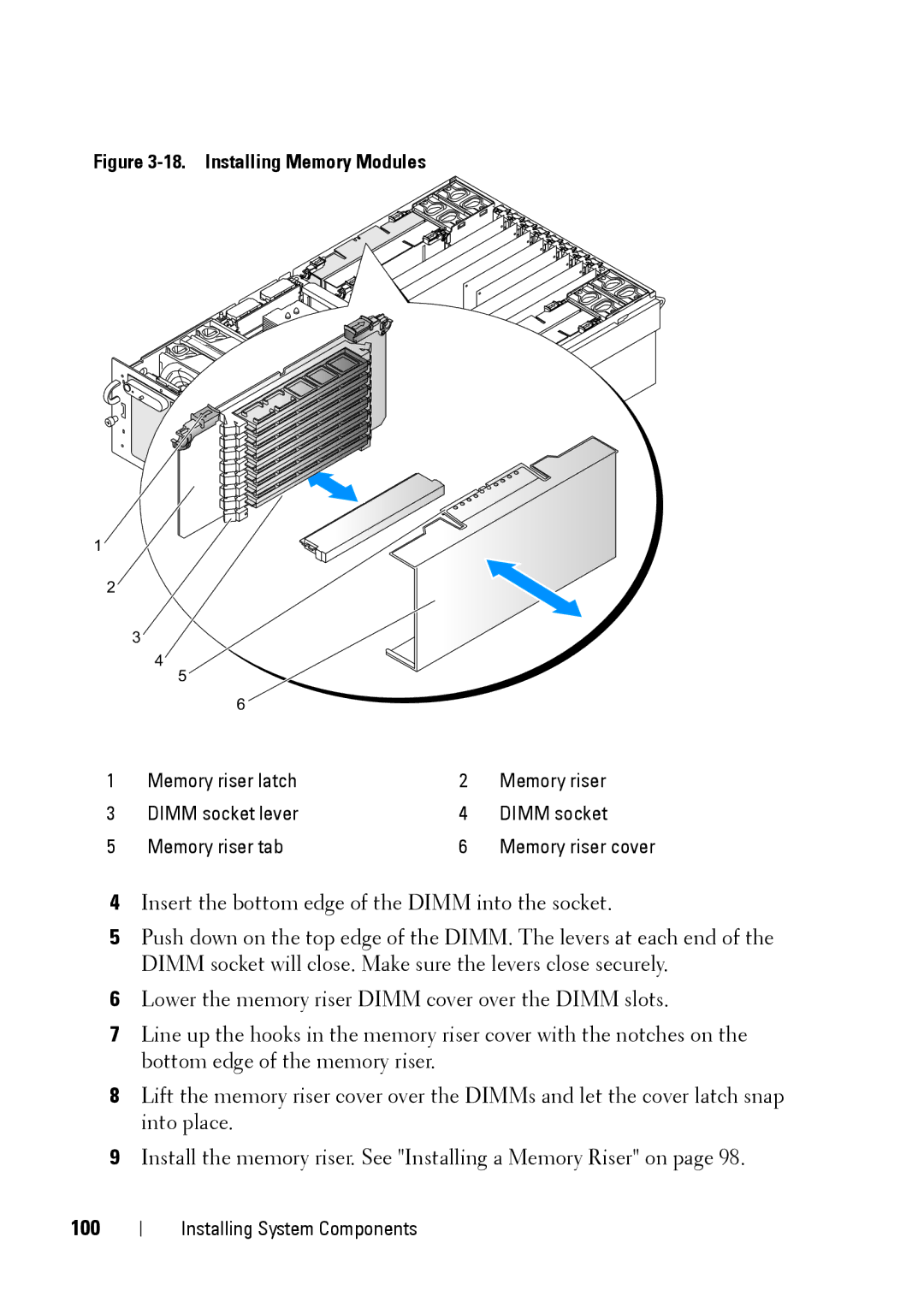 Dell R900 manual 100, Installing Memory Modules 