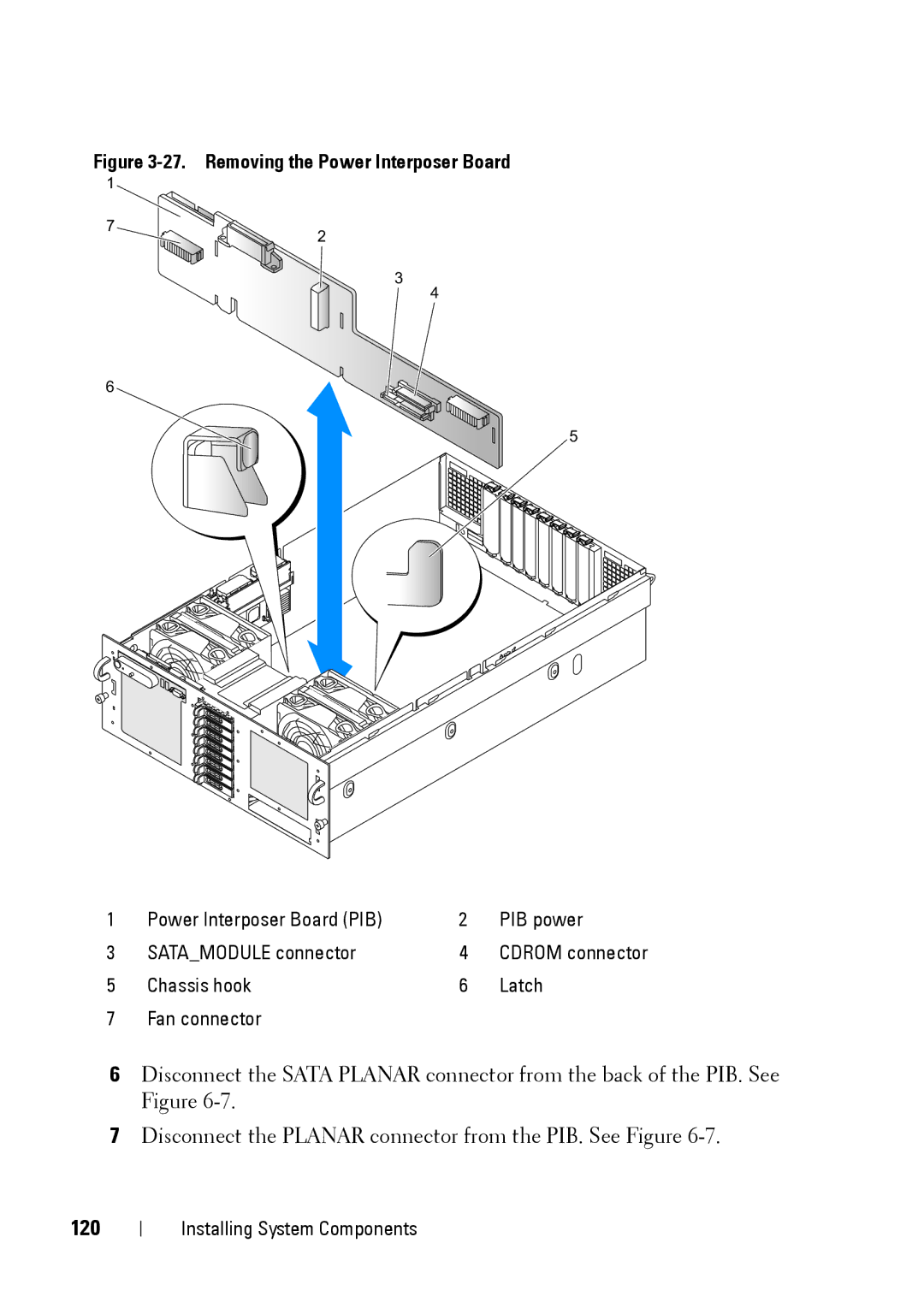 Dell R900 manual 120, Removing the Power Interposer Board 