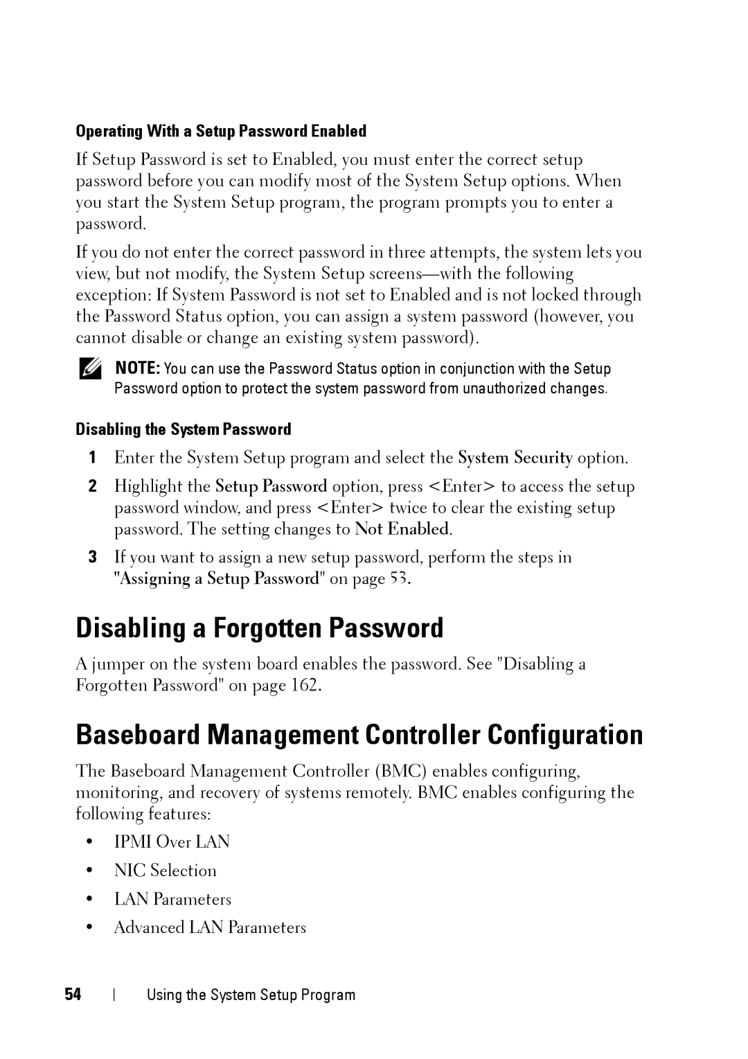 Dell R900 Disabling a Forgotten Password, Baseboard Management Controller Configuration, Disabling the System Password 