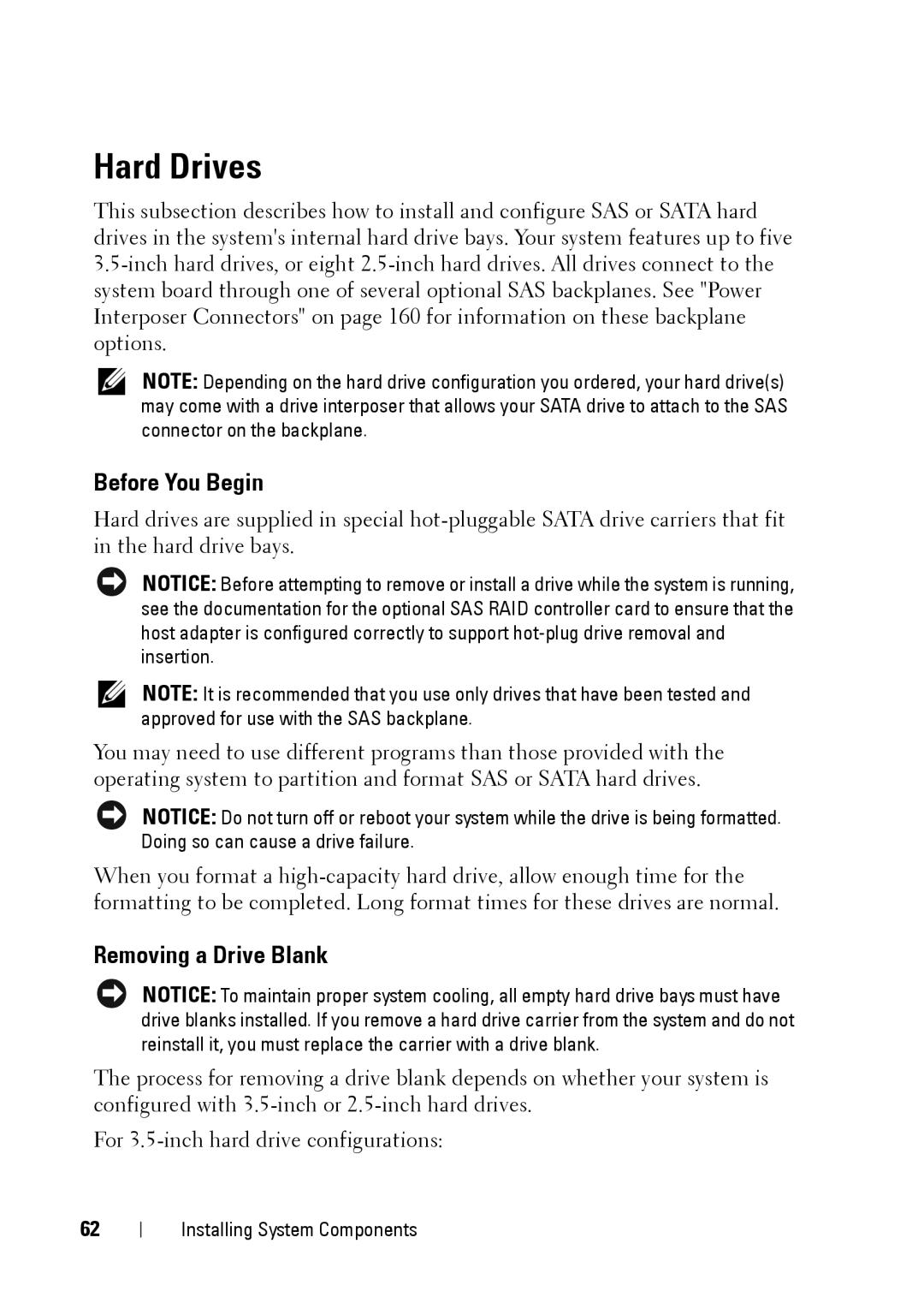 Dell R900 manual Hard Drives, Before You Begin, Removing a Drive Blank 