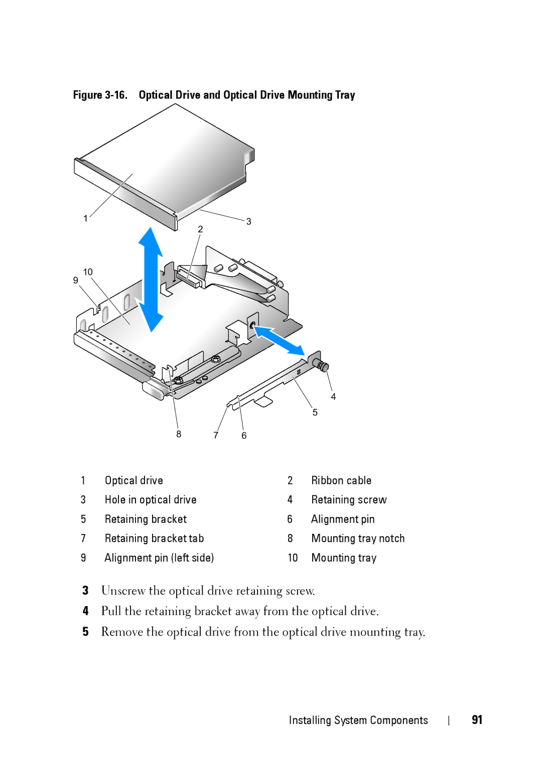 Dell R900 manual Optical Drive and Optical Drive Mounting Tray 