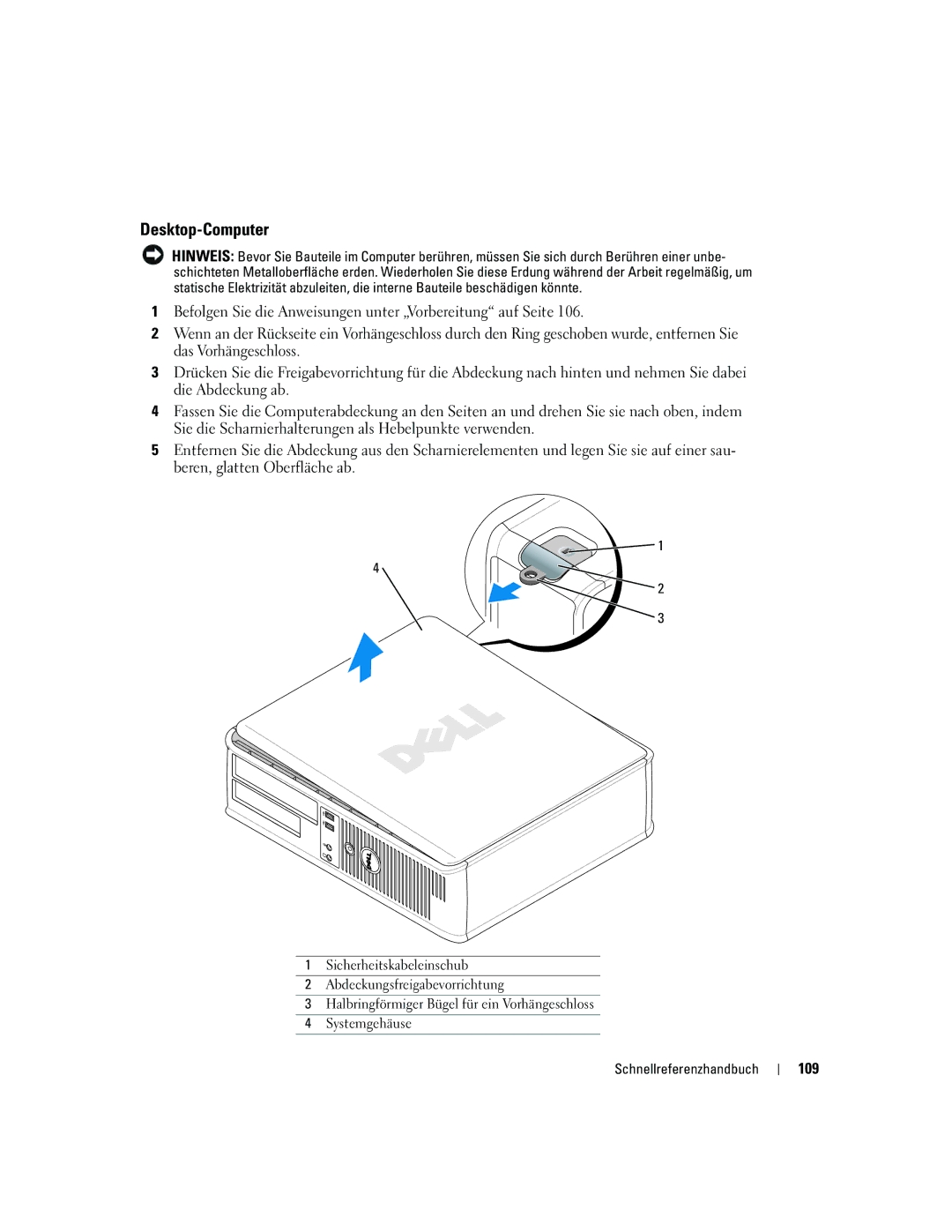 Dell R9730 manual Desktop-Computer, 109 