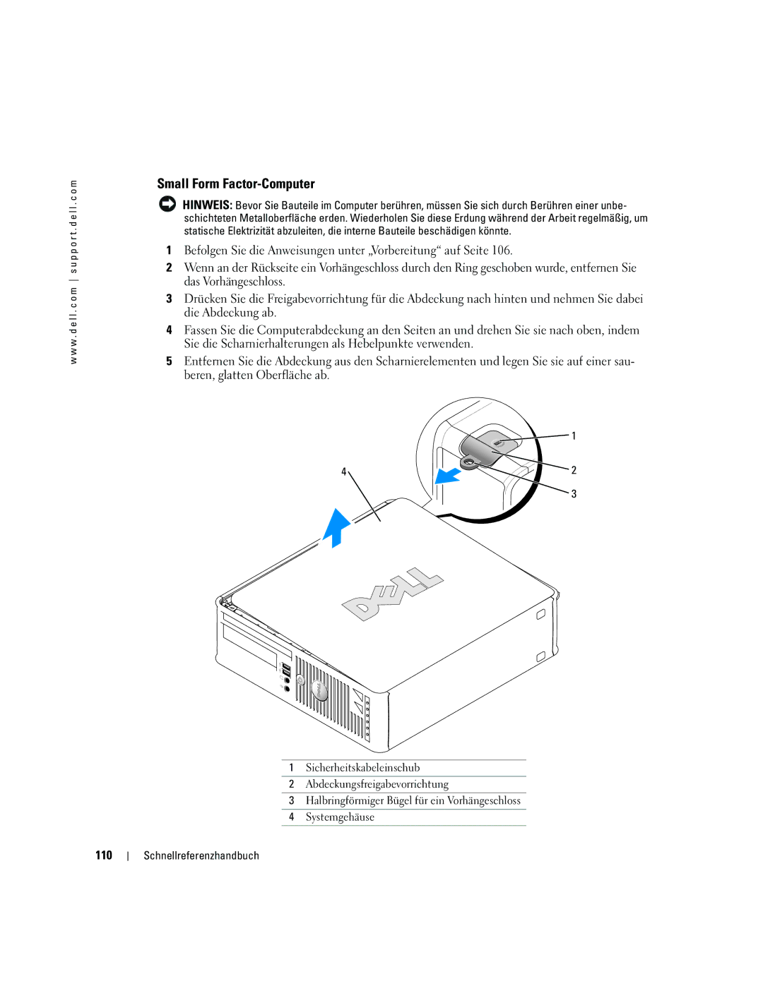 Dell R9730 manual Small Form Factor-Computer, 110 