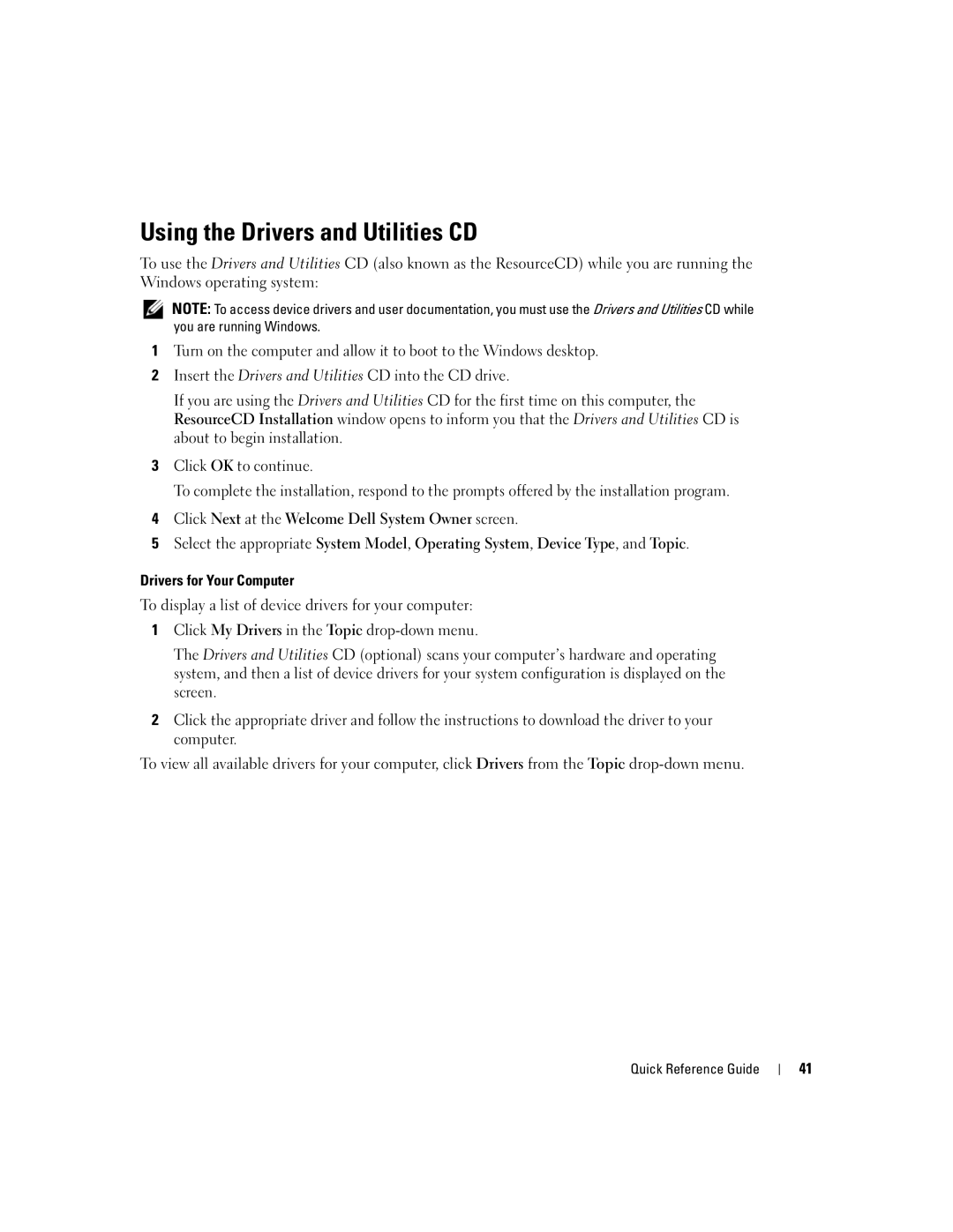 Dell R9730 manual Using the Drivers and Utilities CD 