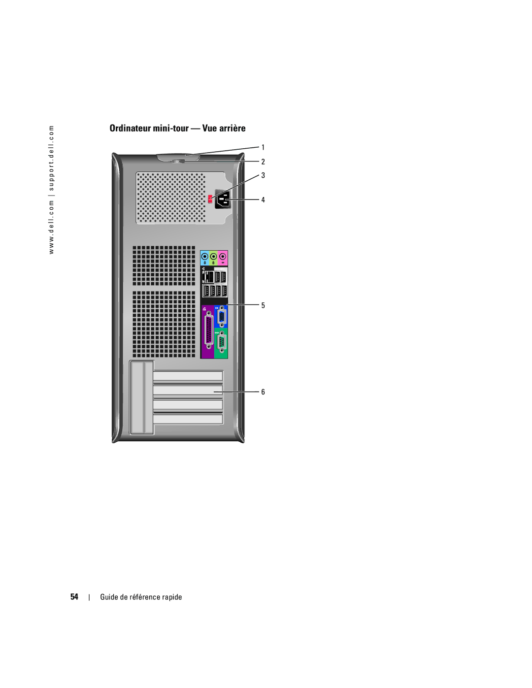 Dell R9730 manual Ordinateur mini-tour Vue arrière 