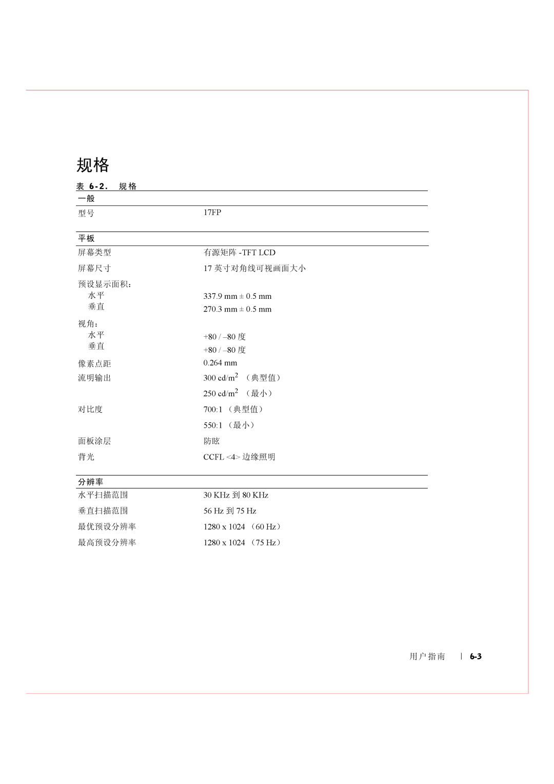 Dell Rack Console 17FP manual 有源矩阵 -Tft Lcd 