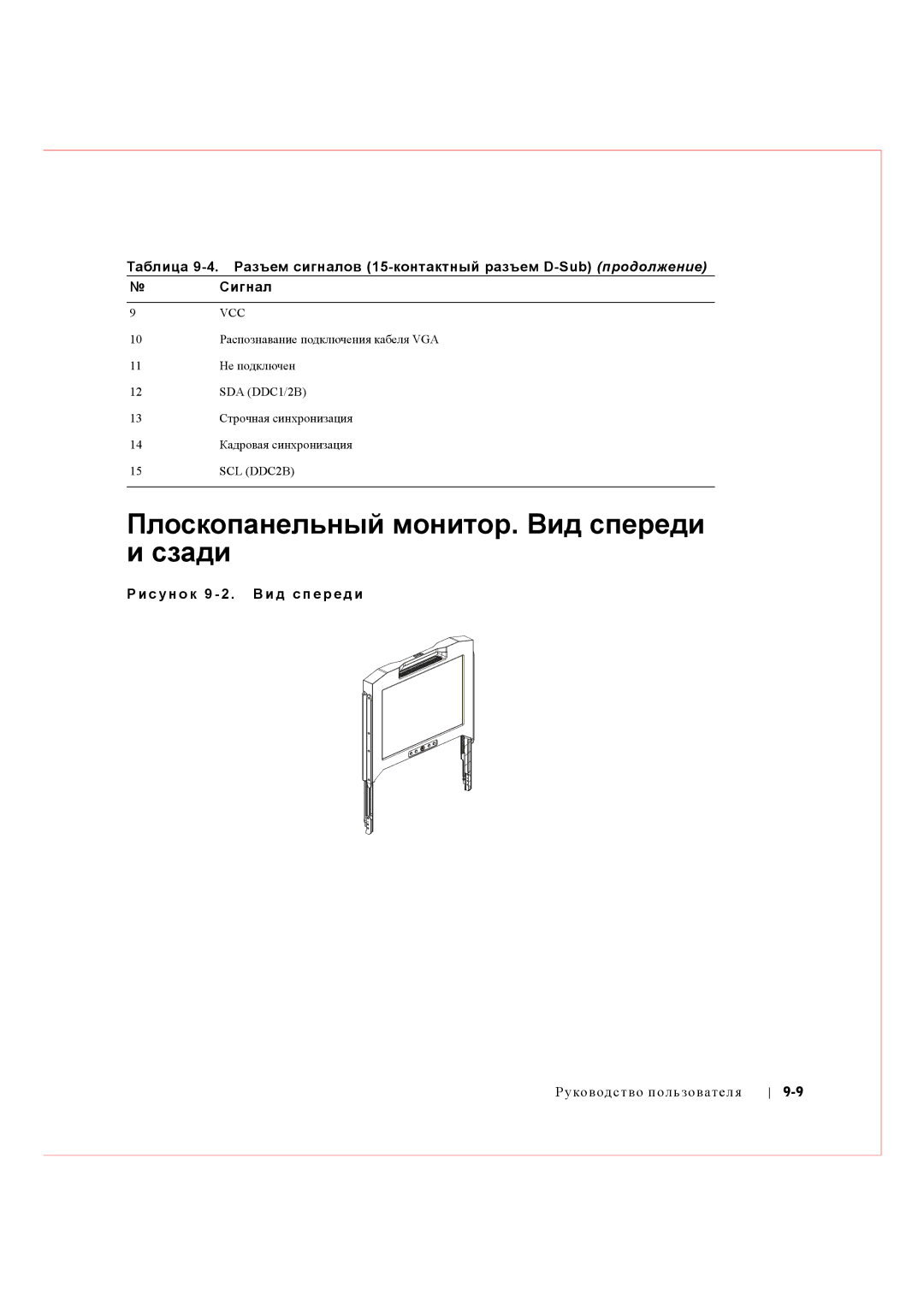 Dell Rack Console 17FP manual Плоскопанельный монитор. Вид спереди Сзади, С у н о к 9 2 . Вид спереди 