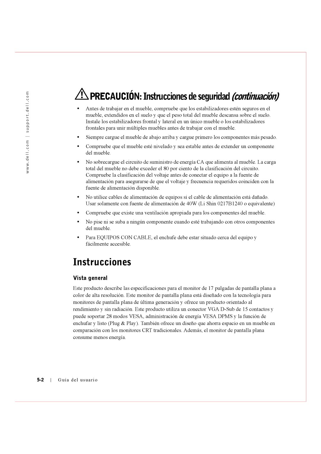 Dell Rack Console 17FP manual Instrucciones, Vista general 