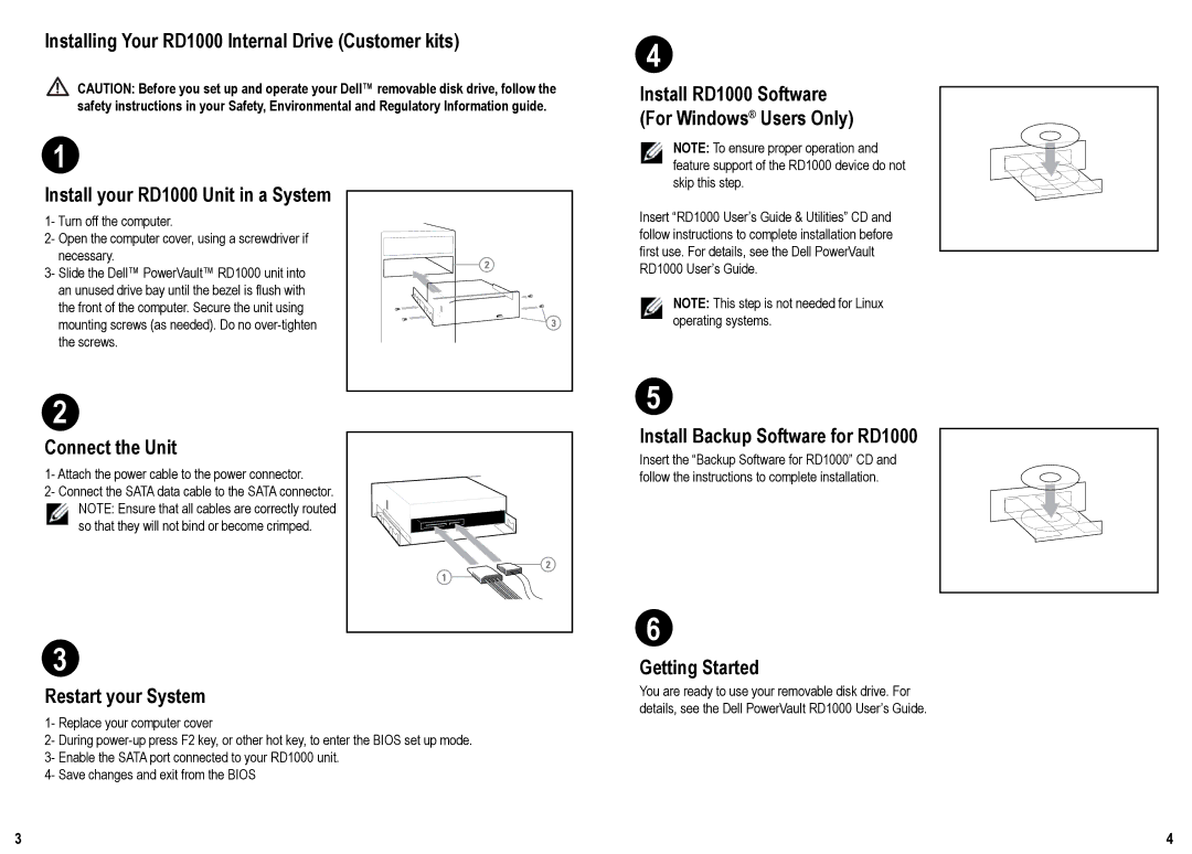 Dell RD1000 manual Connect the Unit, Restart your System, Getting Started 