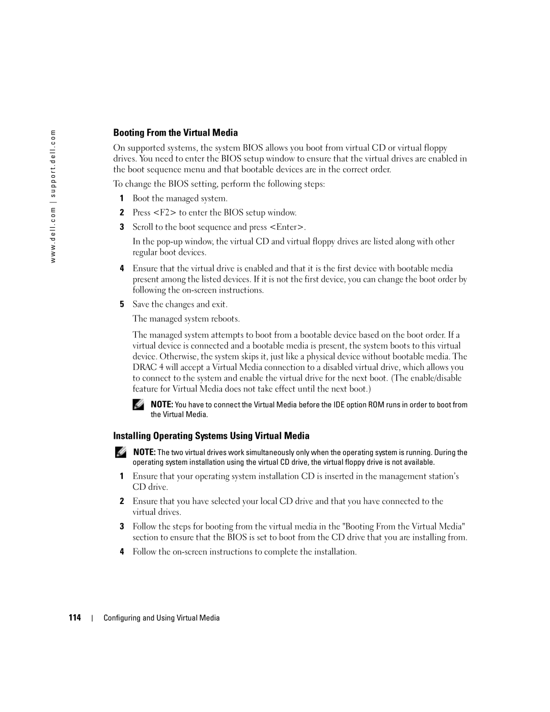 Dell Remote Access Controller 4 Firmware Version 1.30 manual Booting From the Virtual Media 