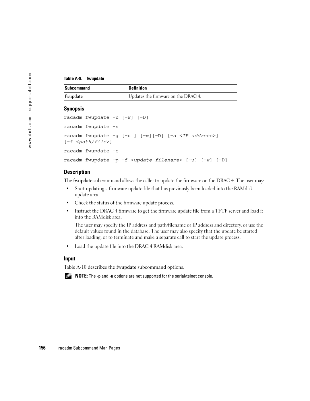 Dell Remote Access Controller 4 Firmware Version 1.30 manual Input, Load the update file into the Drac 4 RAMdisk area 