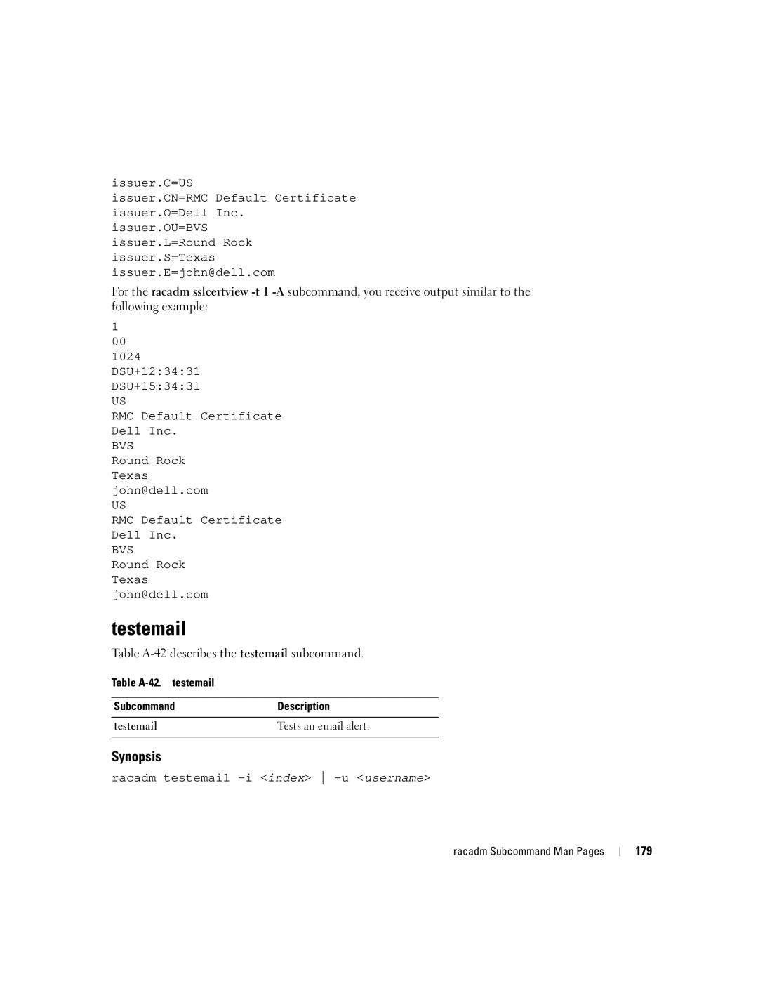 Dell Remote Access Controller 4 Firmware Version 1.30 manual Testemail, Round Rock Texas john@dell.com 