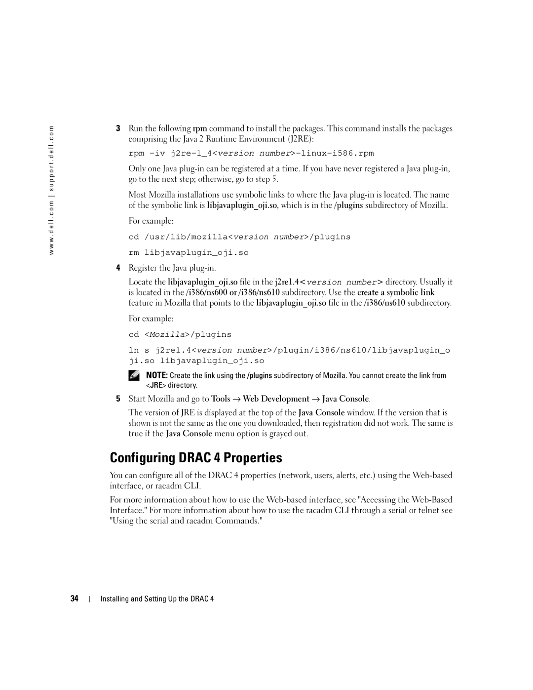 Dell Remote Access Controller 4 Firmware Version 1.30 manual Configuring Drac 4 Properties, For example 