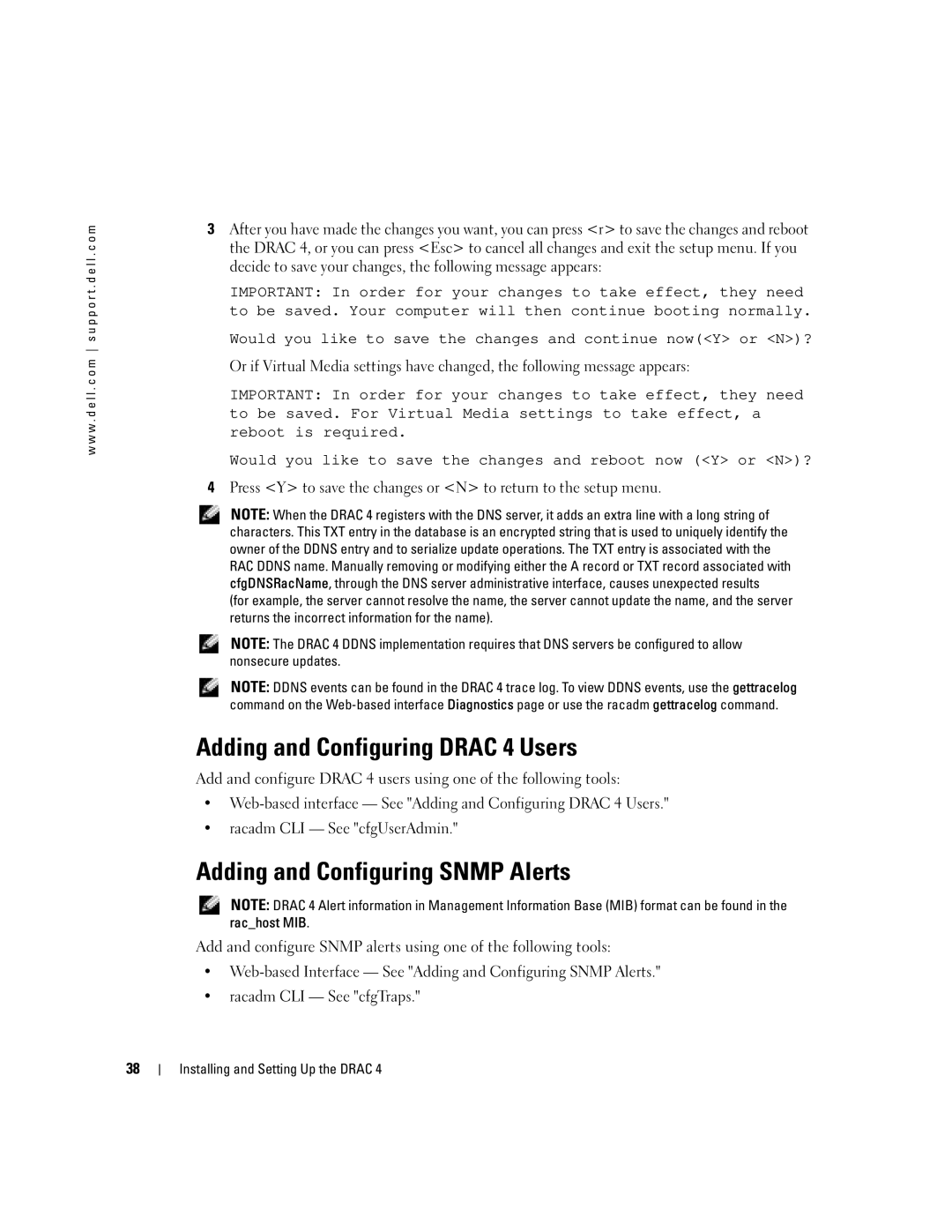 Dell Remote Access Controller 4 Firmware Version 1.30 manual Adding and Configuring Drac 4 Users 