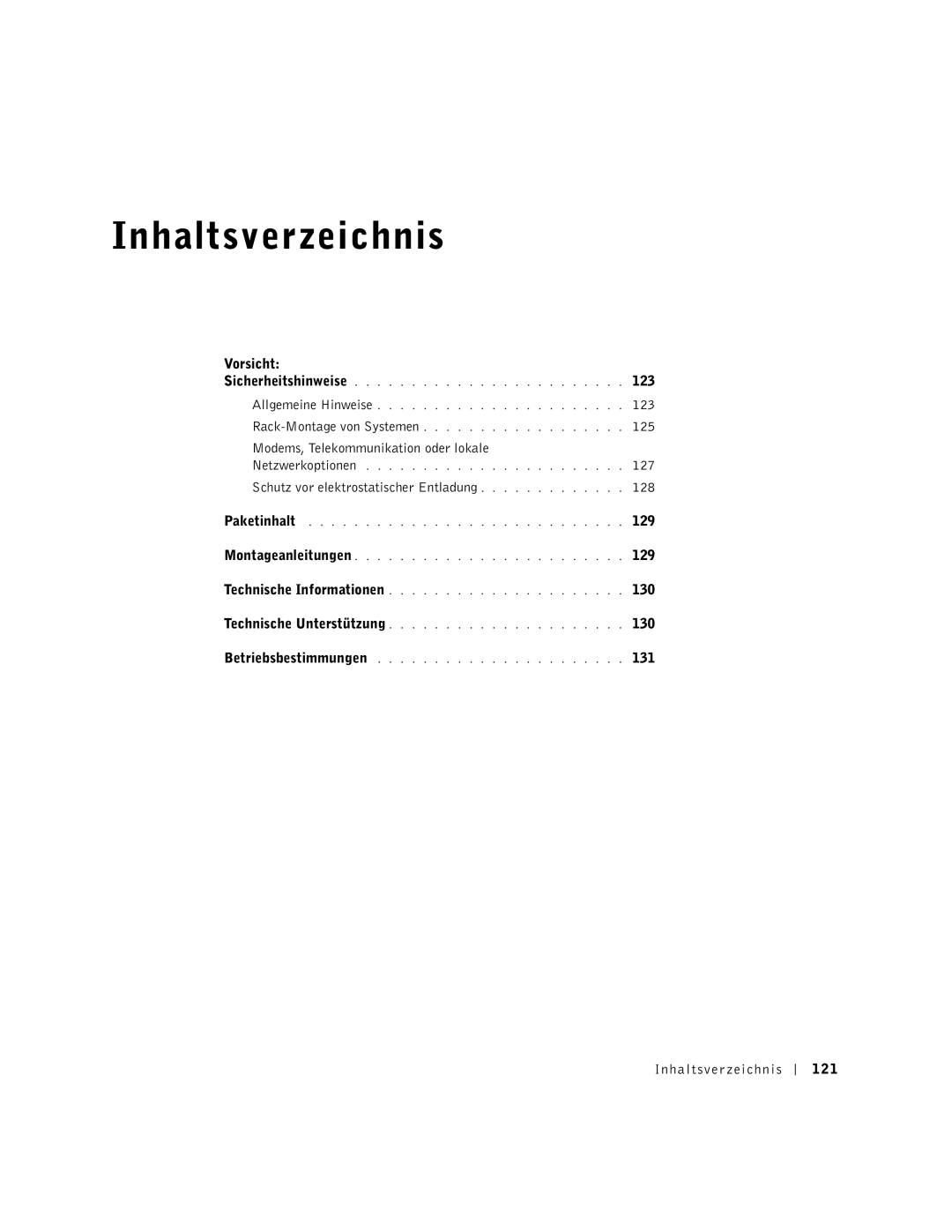 Dell RPS-60, 6P317 setup guide Inhaltsverzeichnis 