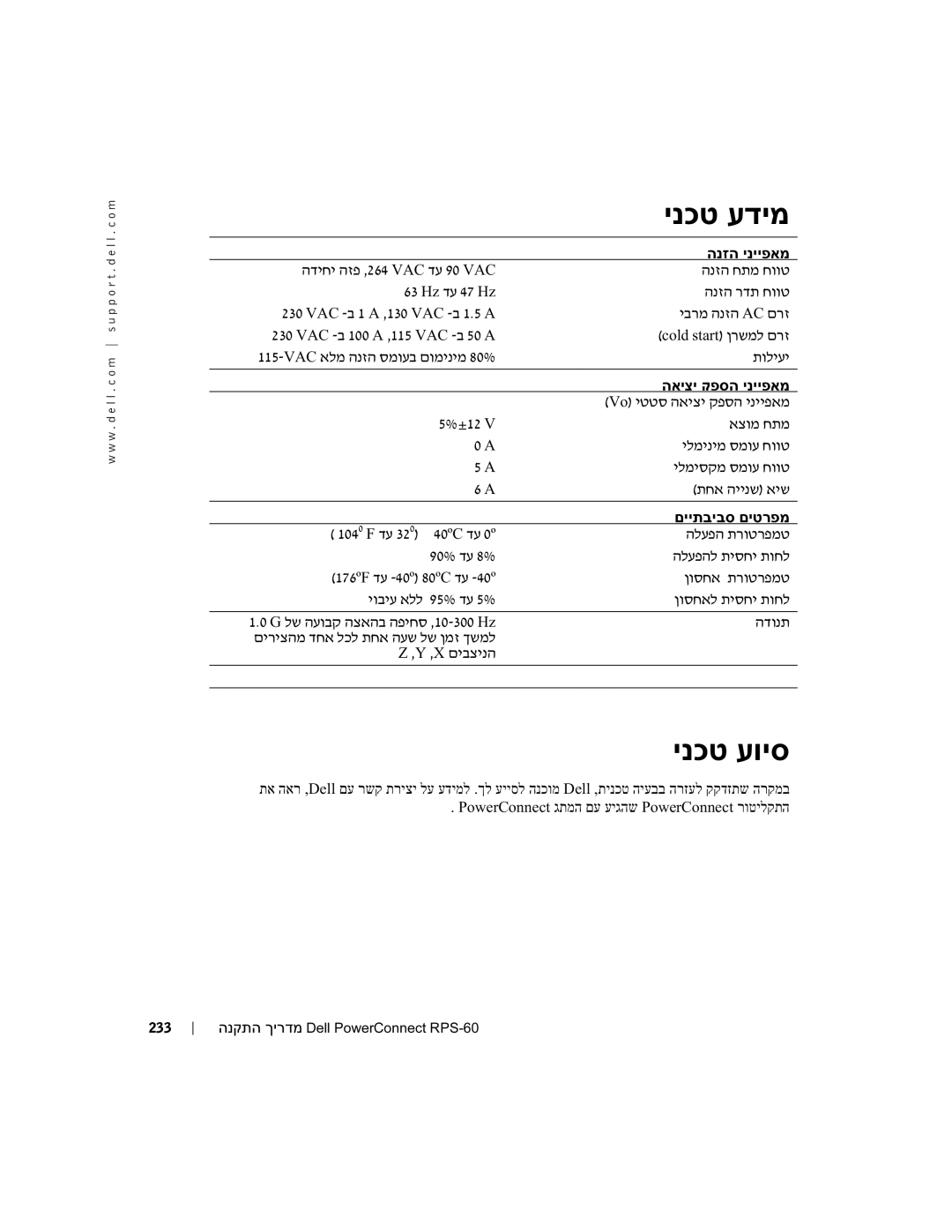 Dell RPS-60, 6P317 setup guide הנזה ינייפאמ, יברמ הנזה Ac, הלעפה תרוטרפמט, הלעפהל תיסחי תוחל 