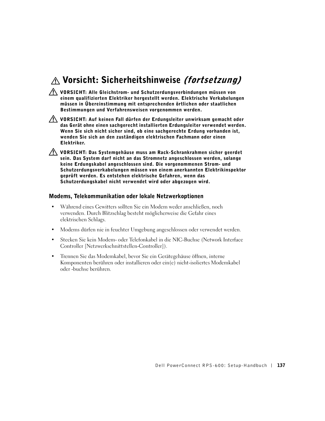 Dell RPS-600, 2T227 setup guide Modems, Telekommunikation oder lokale Netzwerkoptionen 