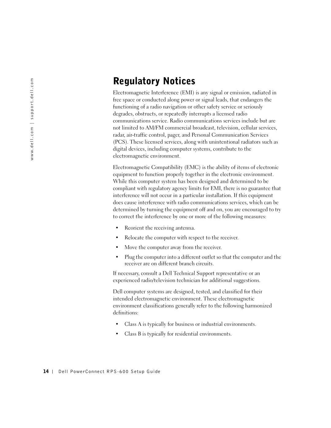 Dell 2T227, RPS-600 setup guide Regulatory Notices 