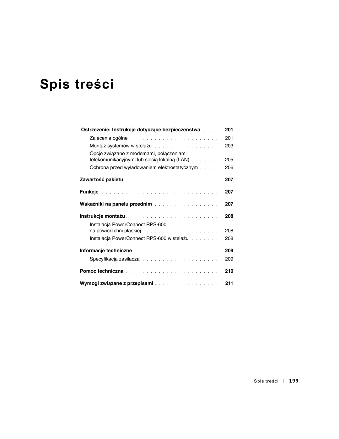 Dell RPS-600, 2T227 setup guide Spis treści 