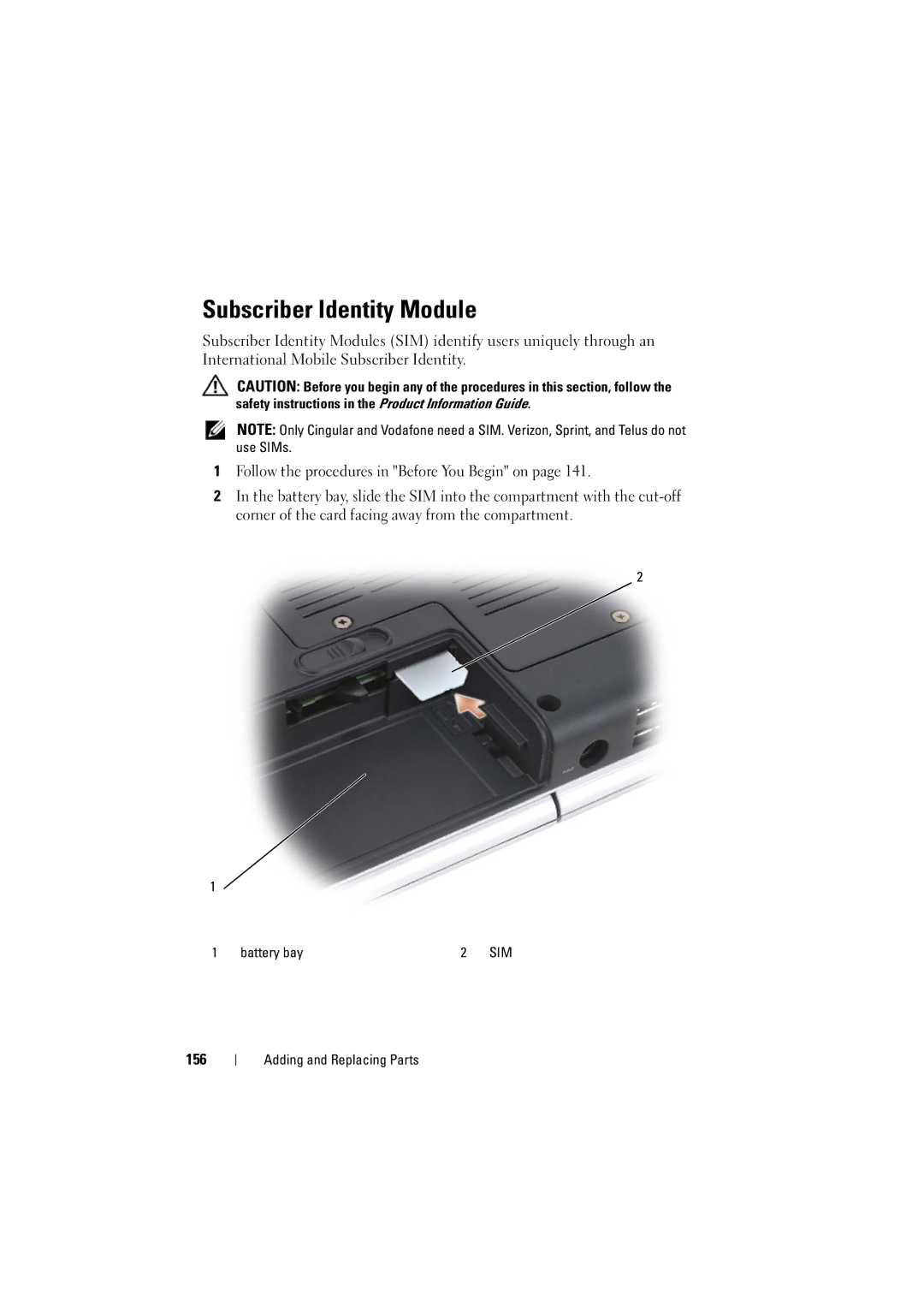 Dell RT722, PP22L owner manual Subscriber Identity Module, 156 