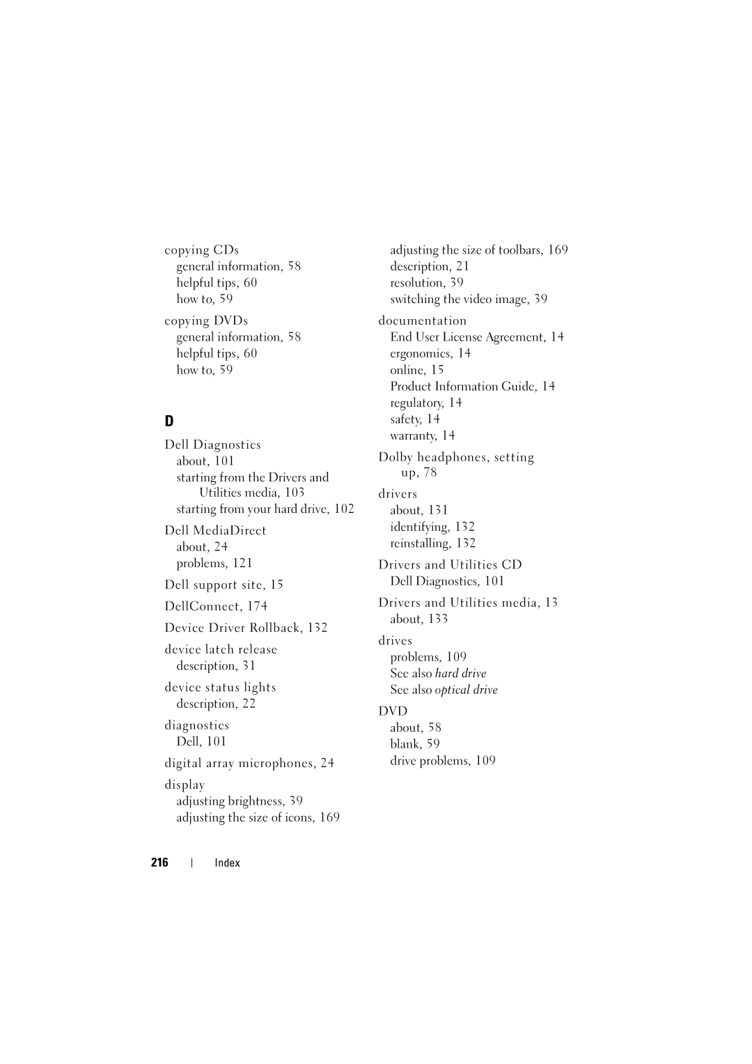 Dell RT722, PP22L owner manual Adjusting brightness, 39 adjusting the size of icons 