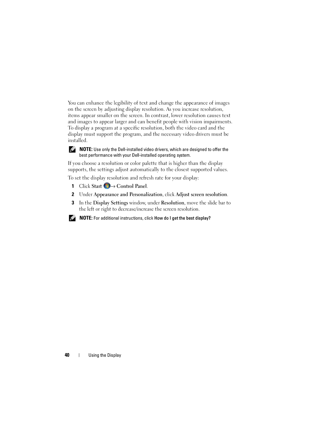 Dell RT722, PP22L owner manual Using the Display 