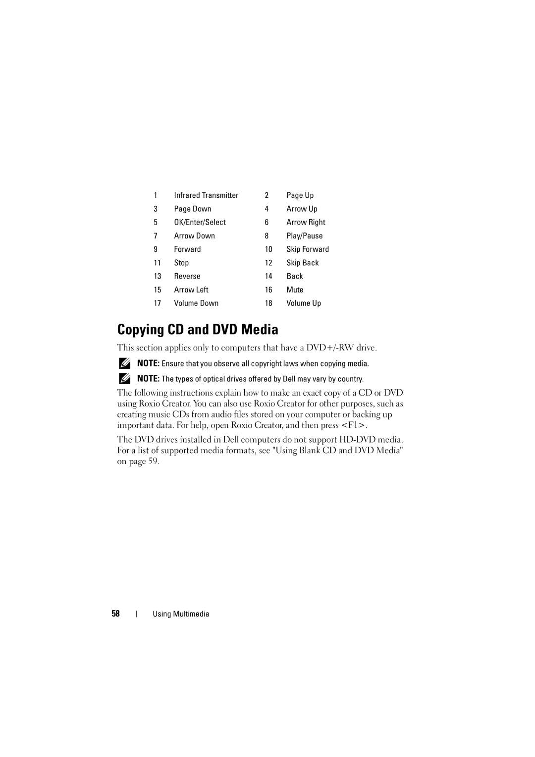 Dell RT722, PP22L owner manual Copying CD and DVD Media 