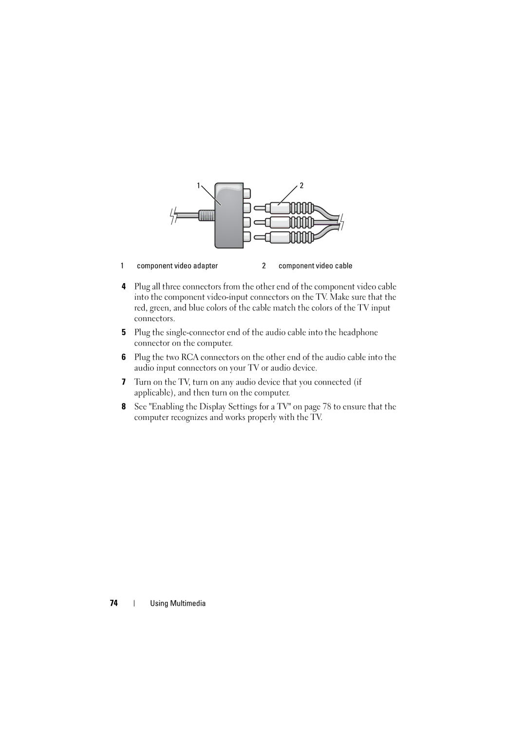 Dell RT722, PP22L owner manual Component video adapter 