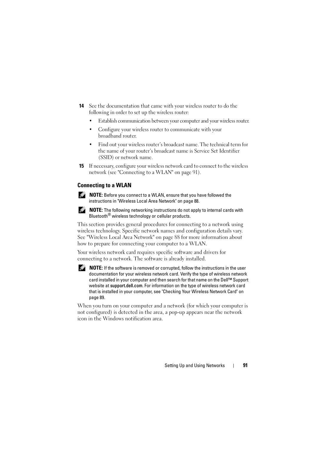 Dell PP22L, RT722 owner manual Connecting to a Wlan 