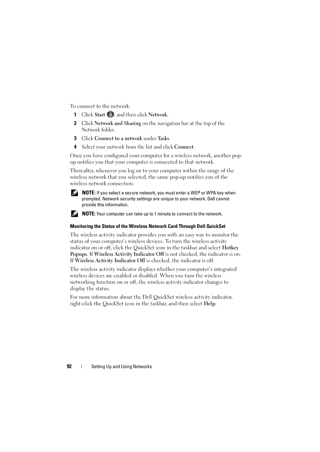 Dell RT722, PP22L owner manual To connect to the network, Click Connect to a network under Tasks 