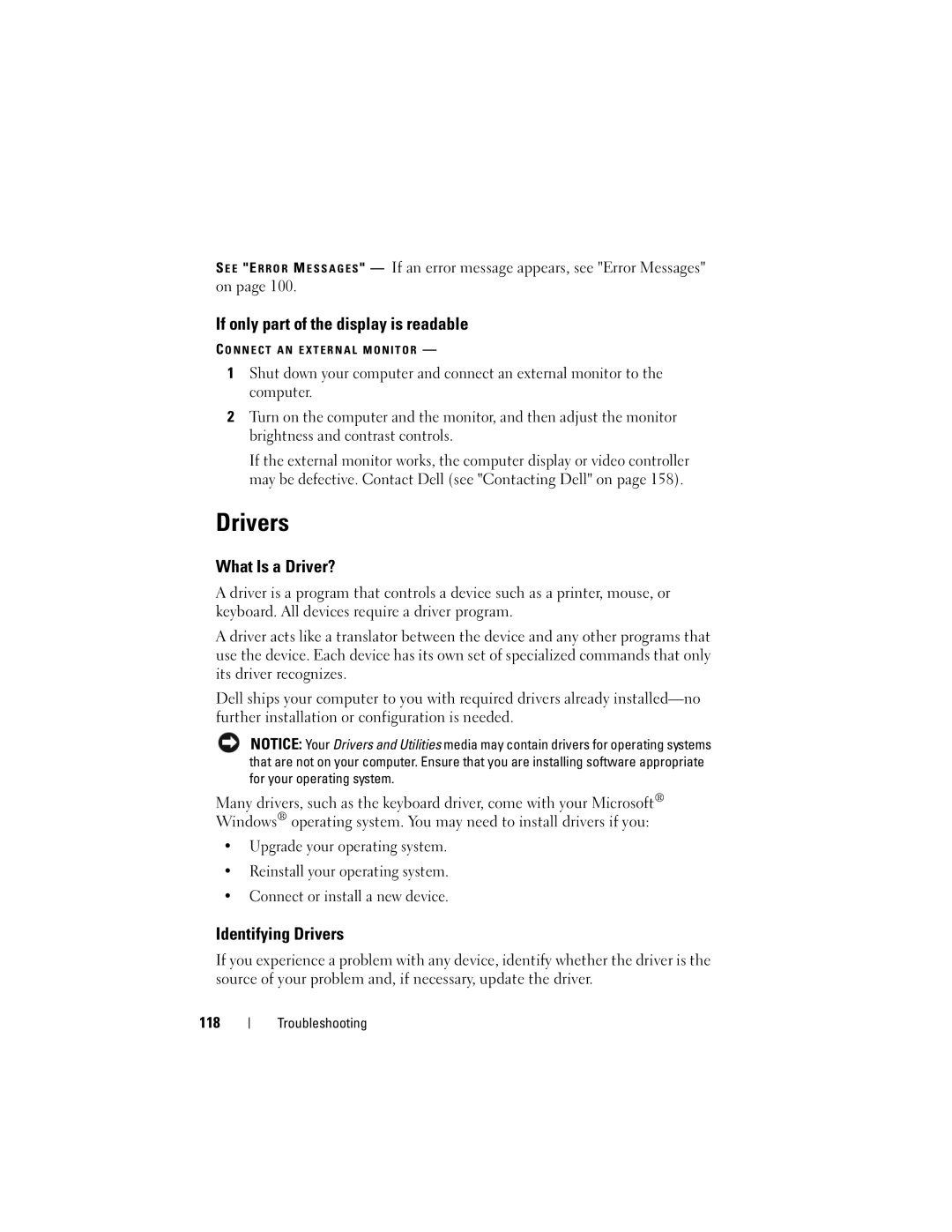 Dell RU335, PP28L owner manual If only part of the display is readable, What Is a Driver?, Identifying Drivers 