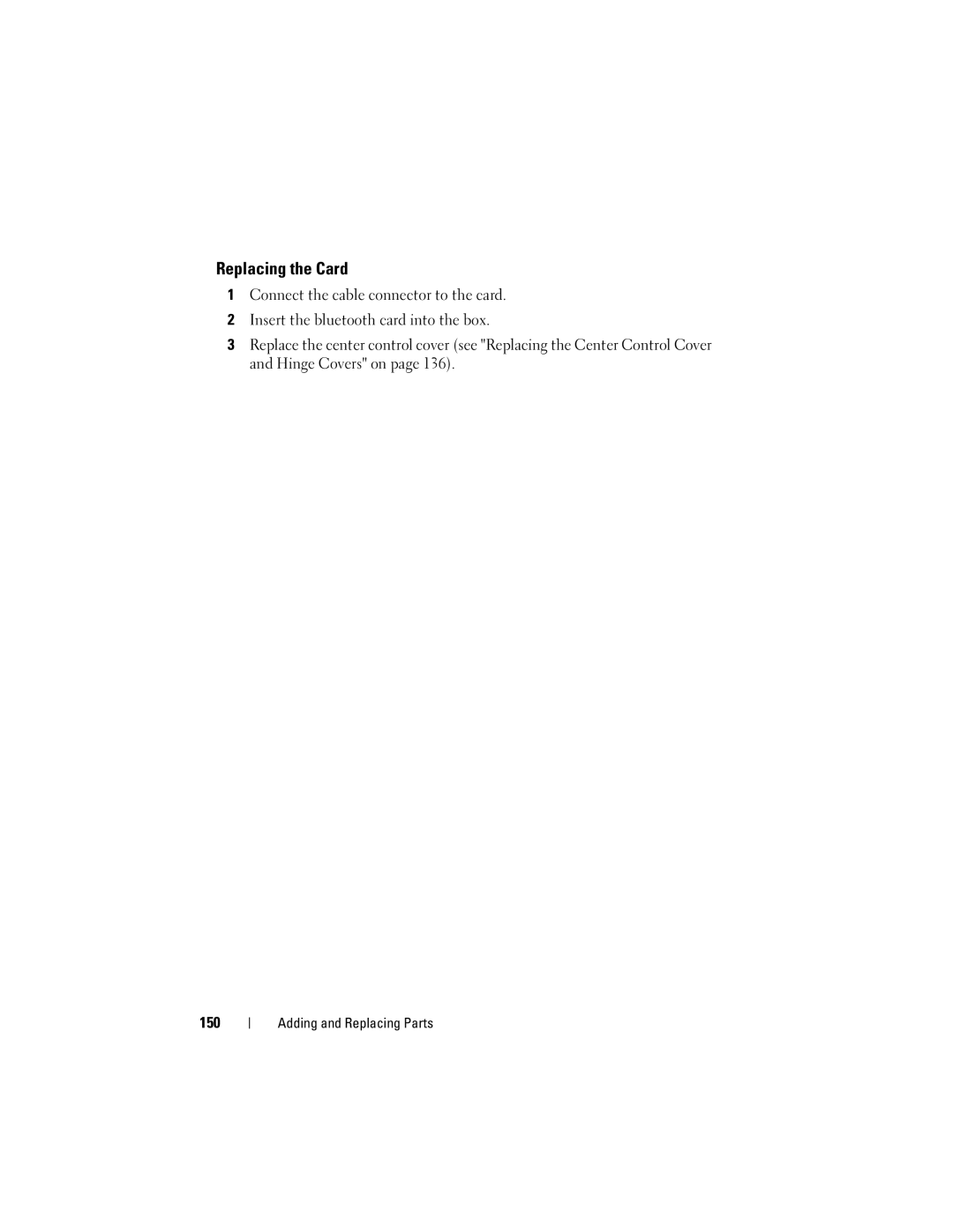 Dell RU335, PP28L owner manual Replacing the Card 