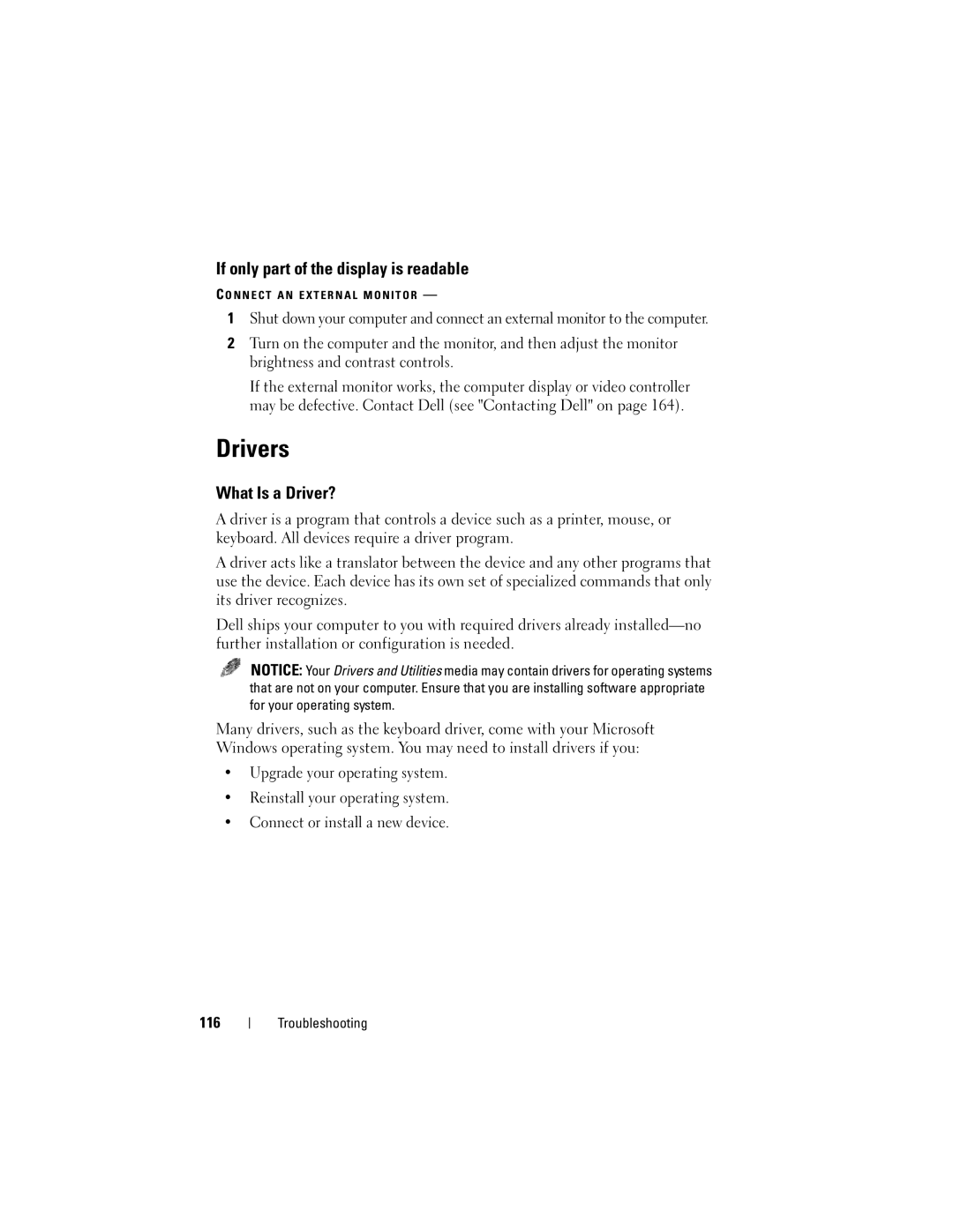 Dell RW491 owner manual Drivers, If only part of the display is readable, What Is a Driver? 