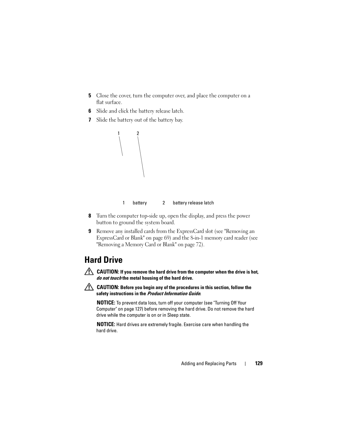 Dell RW491 owner manual Hard Drive, 129 