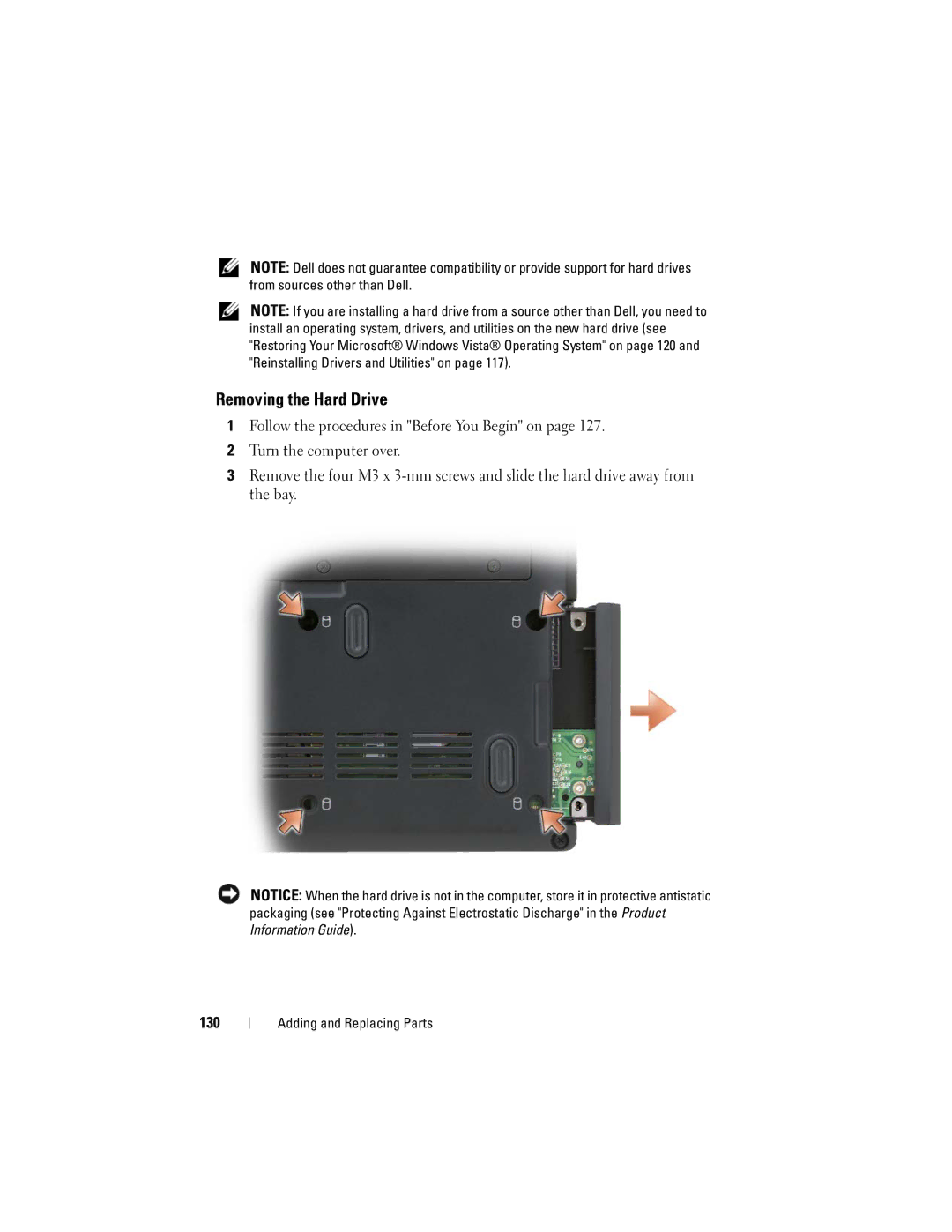 Dell RW491 owner manual Removing the Hard Drive 