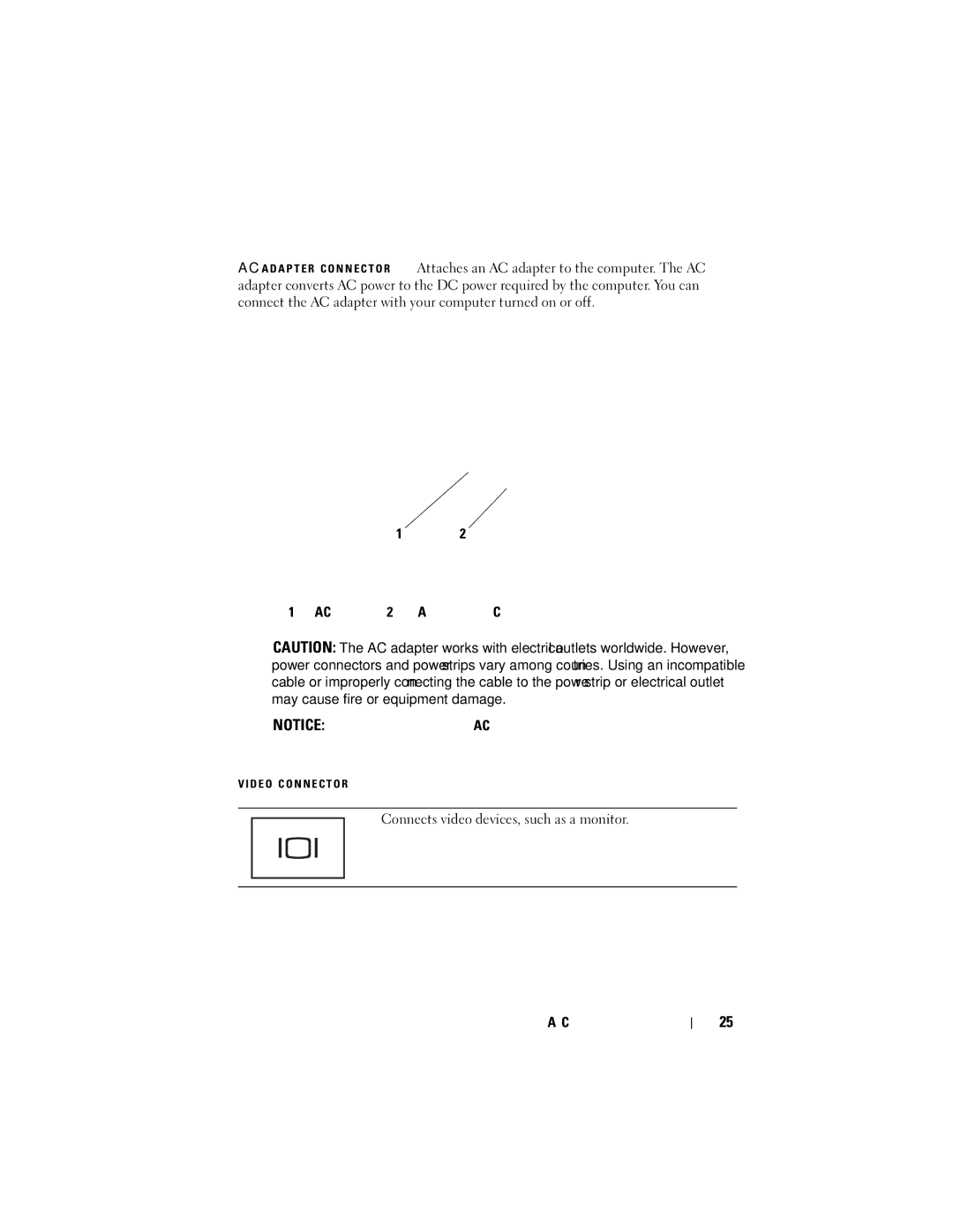 Dell RW491 owner manual AC adapter port 