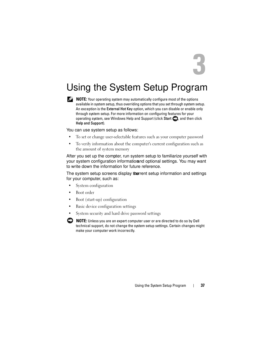 Dell RW491 owner manual Using the System Setup Program 