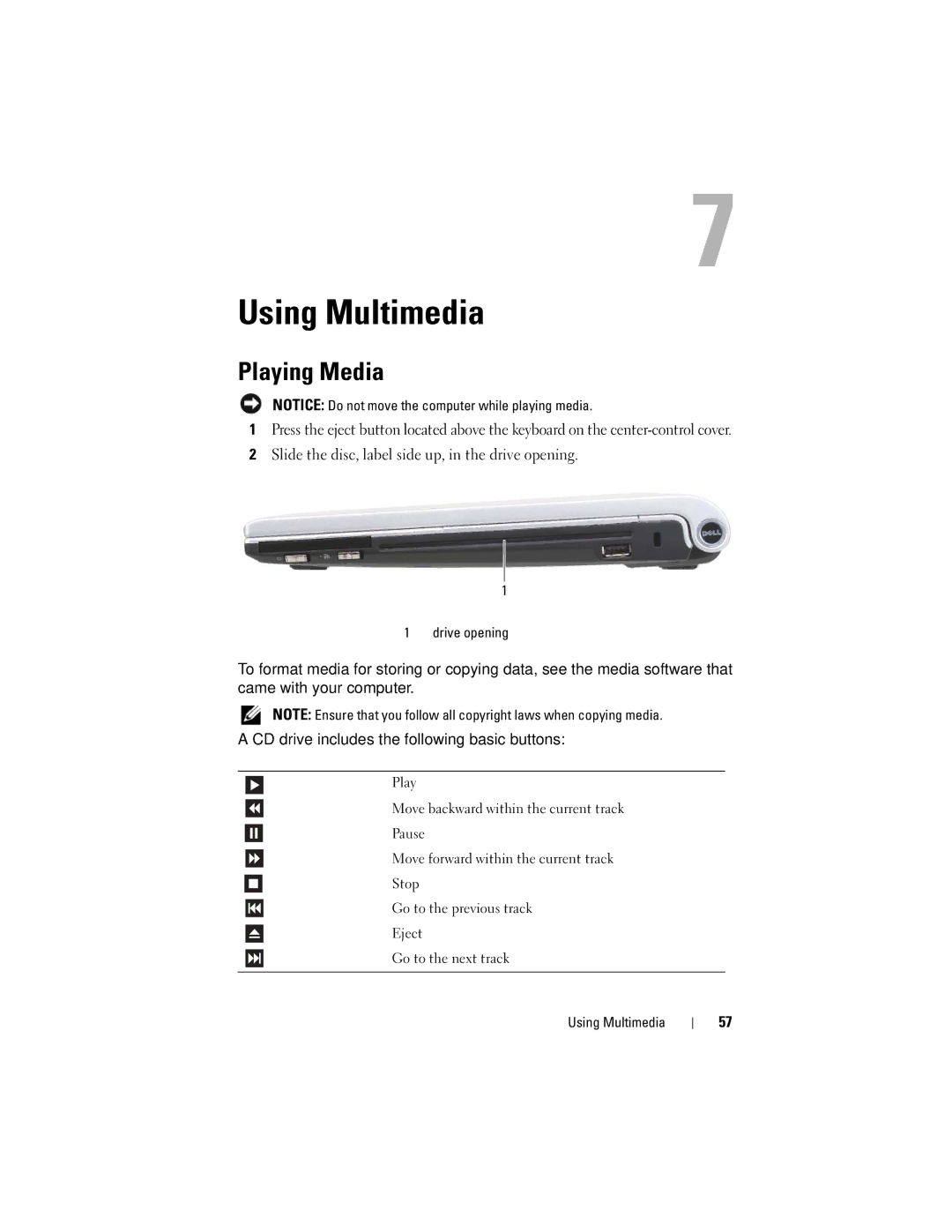 Dell RW491 owner manual Using Multimedia, Playing Media 