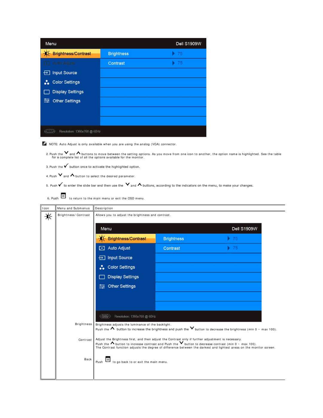 Dell S1909W appendix 